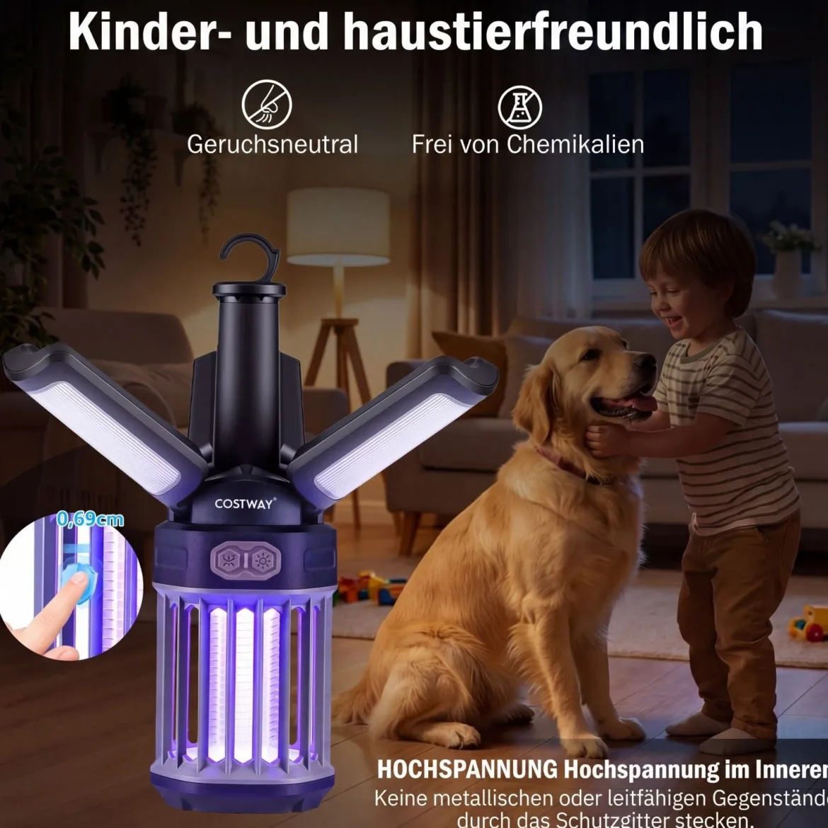 Insektenvernichter Elektrisch Klappbare Insektenfalle Outdoor Wasserfeste Fliegenfalle