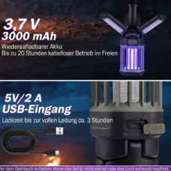 Insektenvernichter Elektrisch Klappbare Insektenfalle Outdoor Wasserfeste Fliegenfalle