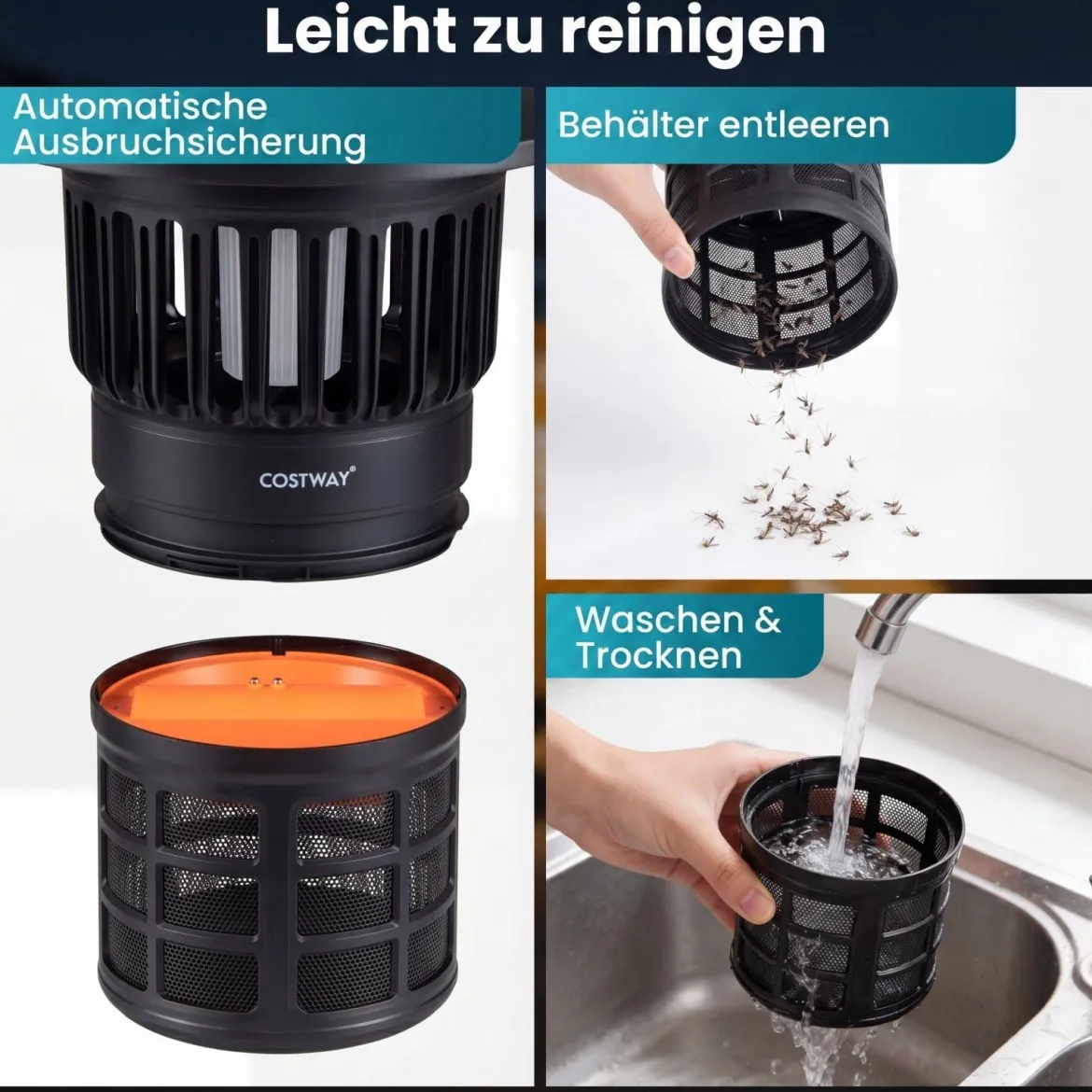 Insektenvernichter Elektrisch 2 in 1 Mückenlampe mit LED-Licht USB Wiederaufladbare Fliegenfalle
