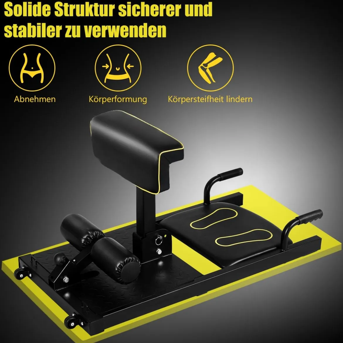 8 in 1 Sissy Squat Kniebeugentrainer Beintrainer Fitnessgerät Schwarz