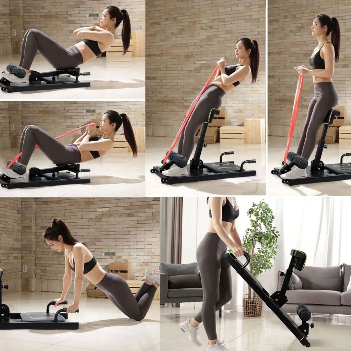 8 in 1 Sissy Squat Kniebeugentrainer Beintrainer Fitnessgerät Schwarz