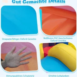 4-in-1-Spielparadies im Puzzle-Design mit 480-W-Gebläse 380 x 206 x 178 cm