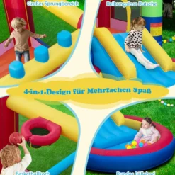 4-in-1-Spielparadies im Puzzle-Design mit 480-W-Gebläse 380 x 206 x 178 cm