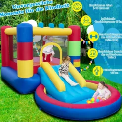 4-in-1-Spielparadies im Puzzle-Design mit 480-W-Gebläse 380 x 206 x 178 cm