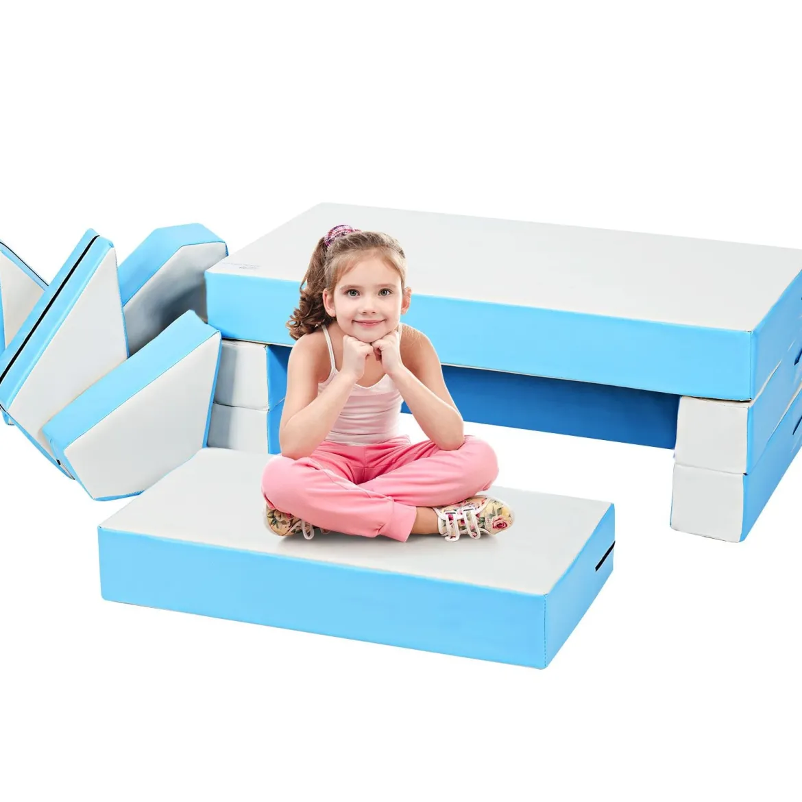 4 in 1 Spielsofa Vielseitiges Kindersofa Kinder Sitzgruppe Blau