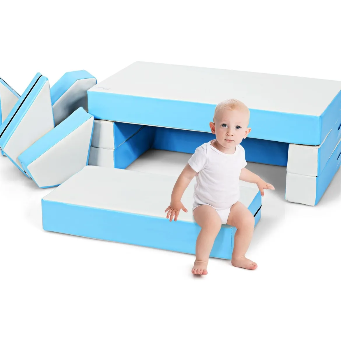 4 in 1 Spielsofa Vielseitiges Kindersofa Kinder Sitzgruppe Blau