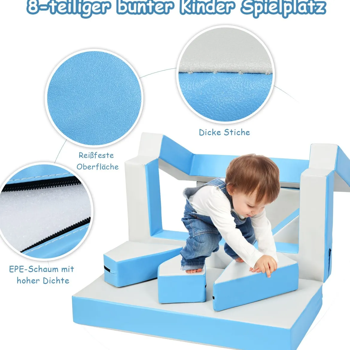 4 in 1 Spielsofa Vielseitiges Kindersofa Kinder Sitzgruppe Blau