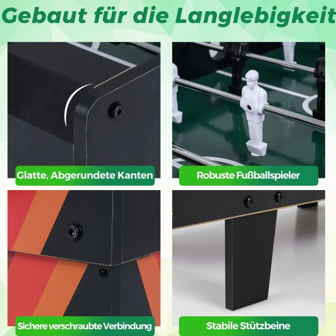 4 in 1 Spieltisch Billardtisch & Tischtennistisch & Air Hockeytisch & Tischkicker Grau