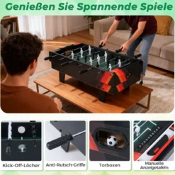 4 in 1 Spieltisch Billardtisch & Tischtennistisch & Air Hockeytisch & Tischkicker Grau