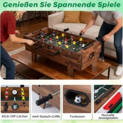 4 in 1 Spieltisch Billardtisch & Tischtennistisch & Air Hockeytisch & Tischkicker Natur
