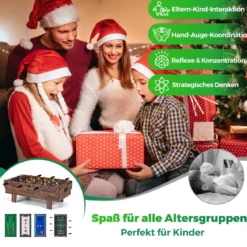 4 in 1 Spieltisch Billardtisch & Tischtennistisch & Air Hockeytisch & Tischkicker Natur