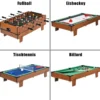 4 in 1 Spieltisch Billardtisch & Tischtennistisch & Air Hockeytisch & Tischkicker 81 x 43 x 30,5 cm