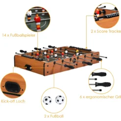 4 in 1 Spieltisch Billardtisch & Tischtennistisch & Air Hockeytisch & Tischkicker 81 x 43 x 30,5 cm