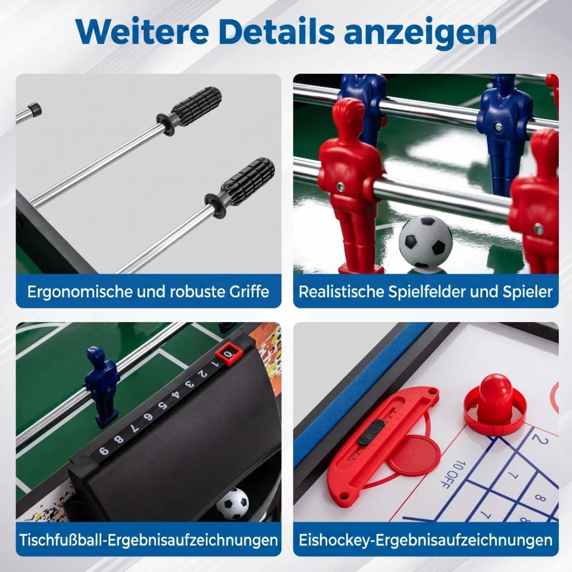 14 in 1 Spieltisch Set Tischspiel Multifunktional mit Tischfußball Hockey Billard Tischtennis usw. Blau
