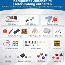 14 in 1 Spieltisch Set Tischspiel Multifunktional mit Tischfußball Hockey Billard Tischtennis usw. Blau