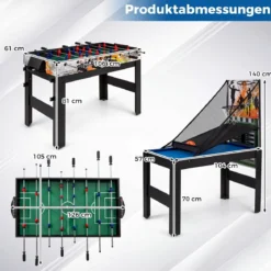 14 in 1 Spieltisch Set Tischspiel Multifunktional mit Tischfußball Hockey Billard Tischtennis usw. Blau