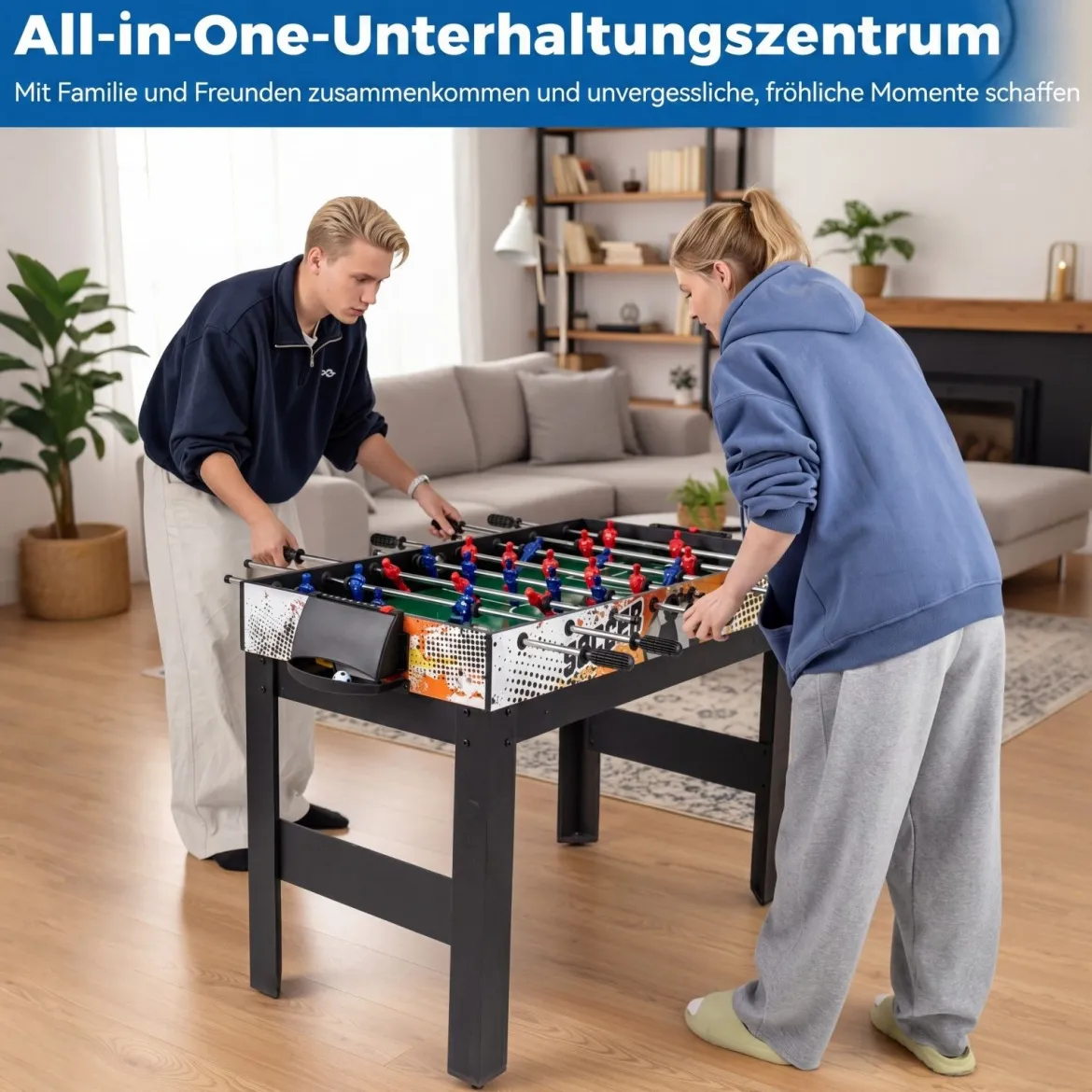 14 in 1 Spieltisch Set Tischspiel Multifunktional mit Tischfußball Hockey Billard Tischtennis usw. Blau