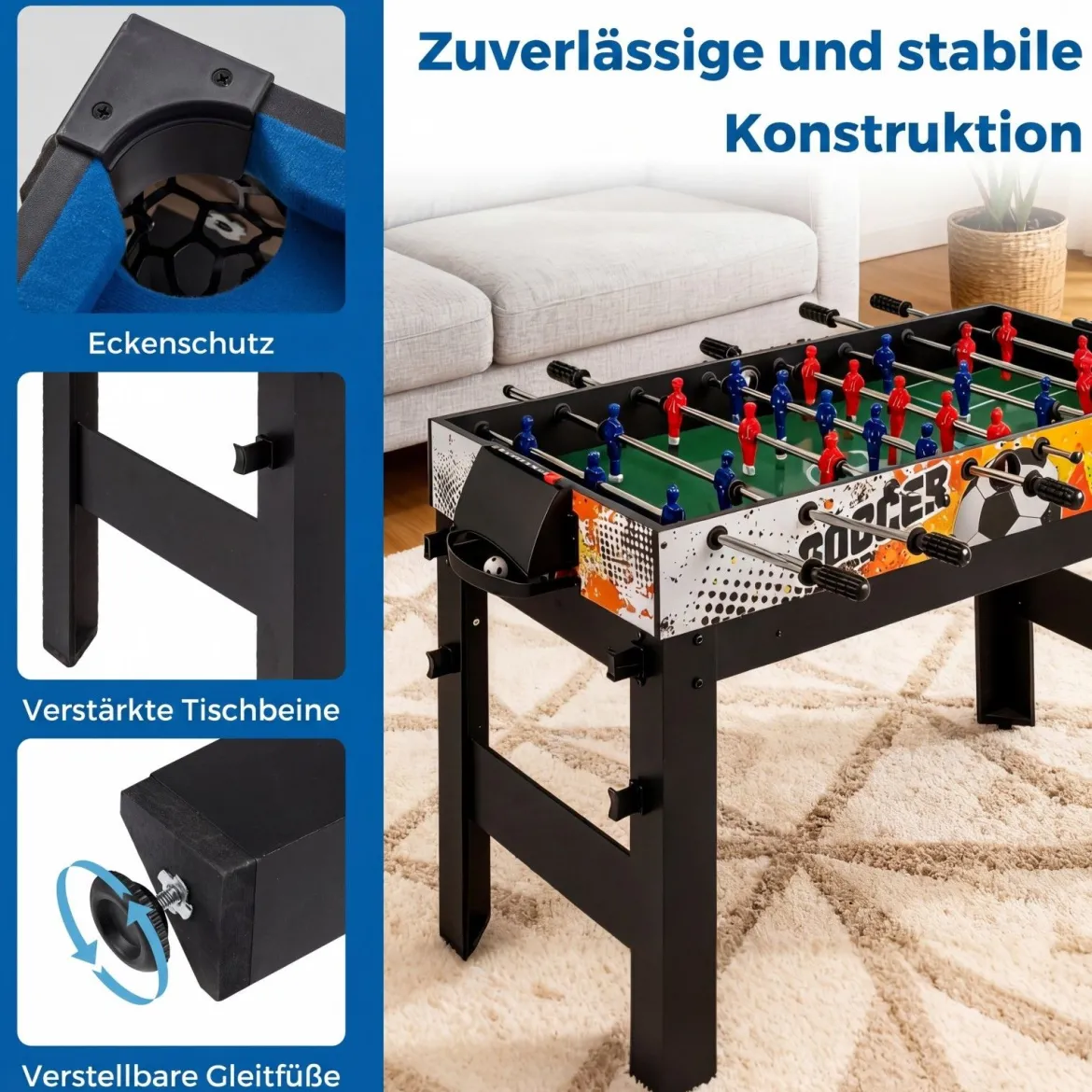 14 in 1 Spieltisch Set Tischspiel Multifunktional mit Tischfußball Hockey Billard Tischtennis usw. Blau