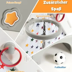 6 in 1 Spielzelt & Kletterdreieck & Kindertafel & Basketballkorb 119 x 107 x 98 cm