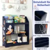 3 in 1 Spielzeugregal mit Ablagefächer & Tür 3 Stöckiges Kinderregal Bücherregal 93 x 30 x 100 cm Blau
