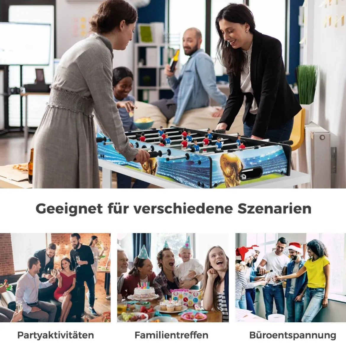 2 in 1 Tischkicker mit 14 Kicker & 2 Bällen & Punktezähler & Abnehmbaren Beinen Tischfußball