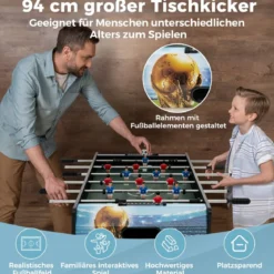 2 in 1 Tischkicker mit 14 Kicker & 2 Bällen & Punktezähler & Abnehmbaren Beinen Tischfußball