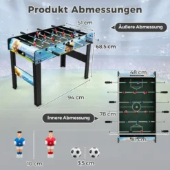2 in 1 Tischkicker mit 14 Kicker & 2 Bällen & Punktezähler & Abnehmbaren Beinen Tischfußball