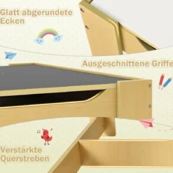 3 in 1 3 TLG. Kindersitzgruppe Kindermöbel Kindersitzgarnitur Kindertisch mit 2 Stühlen aus Holz Maltisch