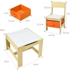 3 in 1 3 TLG. Kindersitzgruppe Kindermöbel Kindersitzgarnitur Kindertisch mit 2 Stühlen aus Holz Maltisch