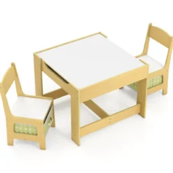 3 in 1 3 TLG. Kindersitzgruppe Kindermöbel Kindersitzgarnitur Kindertisch mit 2 Stühlen aus Holz Maltisch