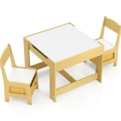 3 in 1 3 TLG. Kindersitzgruppe Kindermöbel Kindersitzgarnitur Kindertisch mit 2 Stühlen aus Holz Maltisch