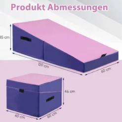 2 in 1 Turnmatte mit Tragegriff Schräge Gymnastikmatte Keilförmige Fitnessmatte