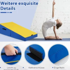 2 in 1 Turnmatte mit Tragegriff Schräge Gymnastikmatte Keilförmige Fitnessmatte