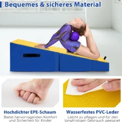 2 in 1 Turnmatte mit Tragegriff Schräge Gymnastikmatte Keilförmige Fitnessmatte