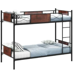 2-in-1 Umbaubares Doppelstockbett aus Metall mit Leiter & Kippschutz Etagenbett 190 x 90 cm