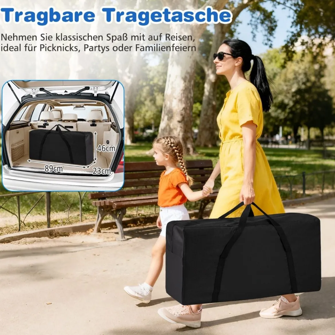 4 in 1 Vier Gewinnt mit Ringwurf & Basketballkorb & Golfspiel & Tragetasche Jumbo 4 Gewinnt Blau