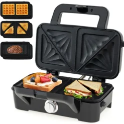 3-in-1 Waffeleisen & Panini-Presse & Sandwichtoaster Tragbarer Elektrischer Sandwichmaker