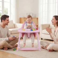 4-in-1 wandelbarer Hochstuhl für Babys Babyhochstuhl mit 2 Höhen Kinderstuhl Rosa