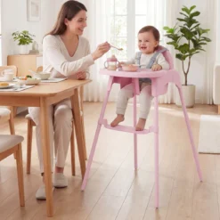 4-in-1 wandelbarer Hochstuhl für Babys Babyhochstuhl mit 2 Höhen Kinderstuhl Rosa