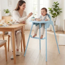 4-in-1 wandelbarer Hochstuhl für Babys Babyhochstuhl mit 2 Höhen Kinderstuhl Blau