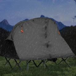 4 in 1 Wanderzelt Set für 2 Personen mit Abdeckung und Matratze 194 x 146 x 160 cm Grau