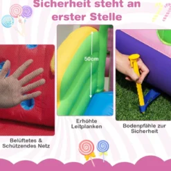 9-in-1-Wasserpark im Süßigkeiten-Thema mit Rutsche & Wasserpistole & Tic-Tac-Toe-Spiel