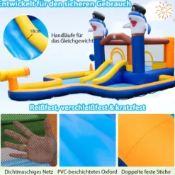 7-in-1 Wasserrutschenpark aufblasbares Hüpfhaus mit Spritzpool 578 x 408 x 250 cm