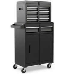 2 in 1 Werkstattwagen mit Koffer & 8 Fächer & Verstellbarem Regal Werkzeugwagen 100 kg Tragkraft