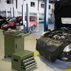 2 in 1 Werkstattwagen mit Koffer & 8 Fächer & Verstellbarem Regal Werkzeugwagen 100 kg Tragkraft