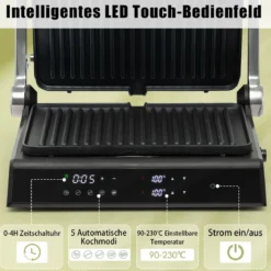 3-in-1 1800W Panini-Pressgrill mit antihaftbeschichteten Platten Elektrogrill