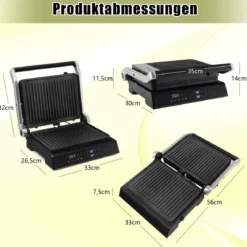 3-in-1 1800W Panini-Pressgrill mit antihaftbeschichteten Platten Elektrogrill