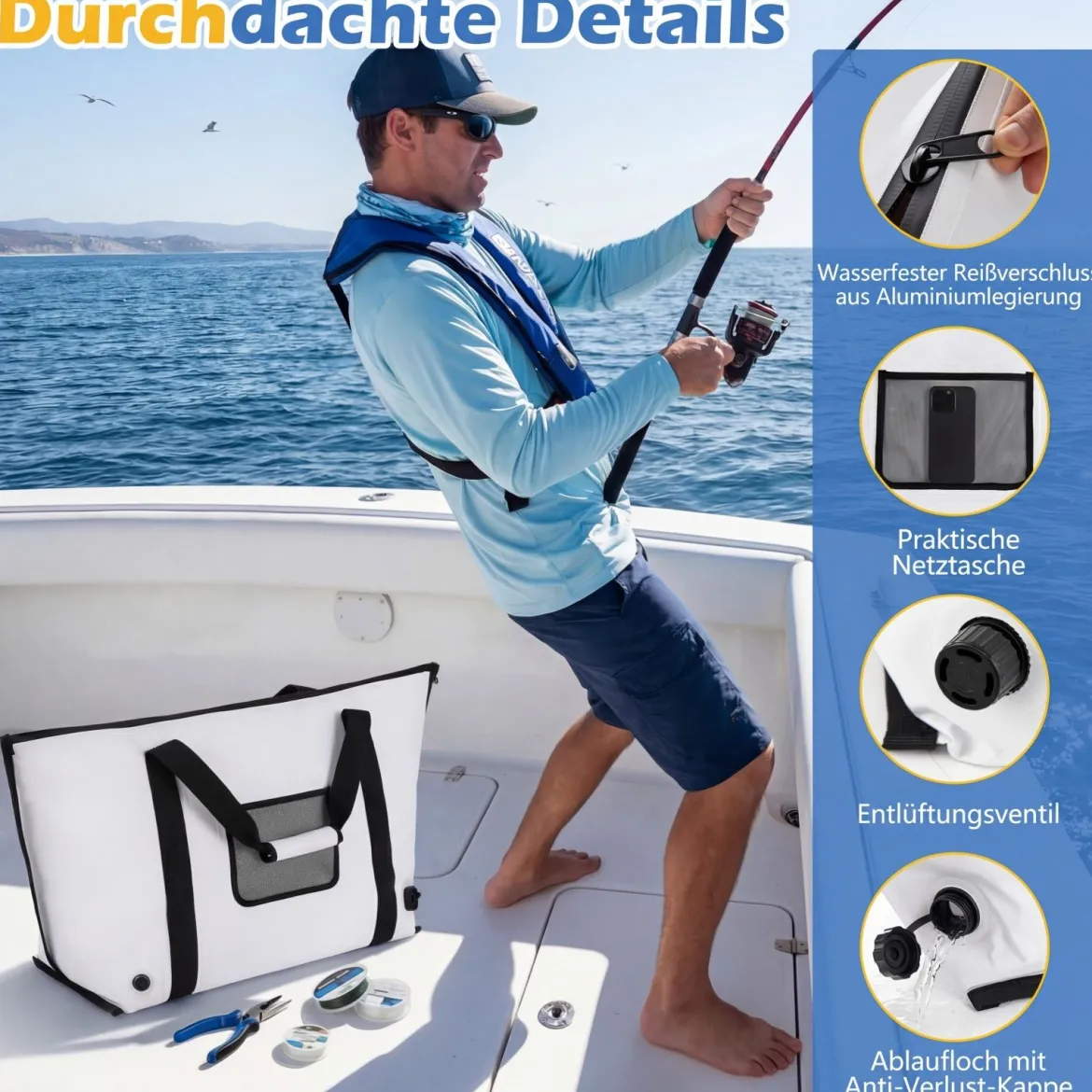 Isolierte Fisch-Kühltasche für Gefangene Fisch-Tötungstasche Angeltaschen 98 x 46 x 50 cm