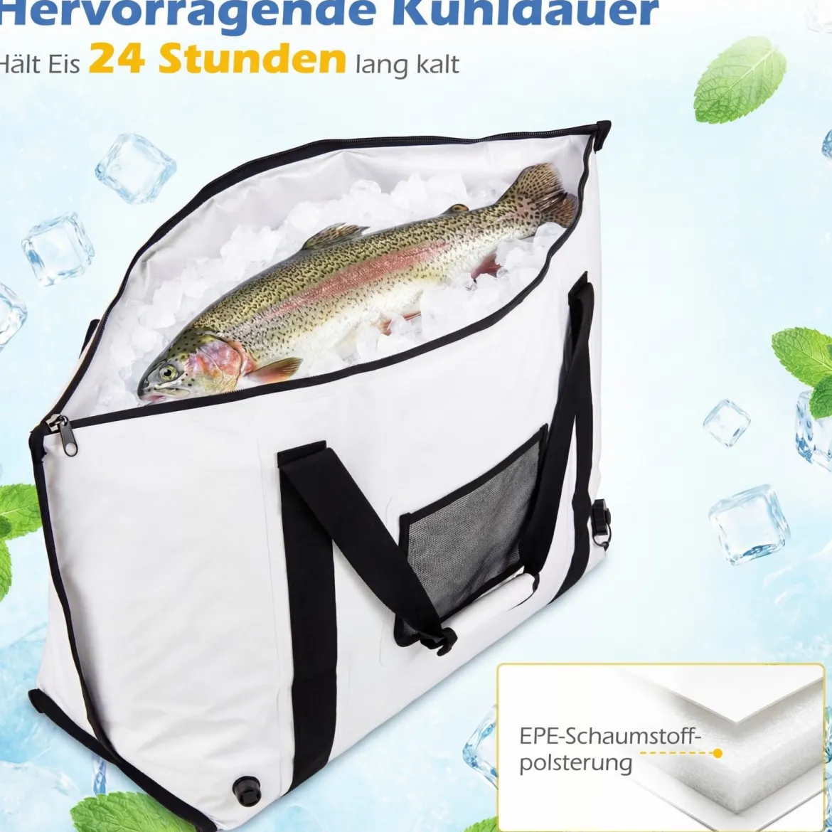 Isolierte Fisch-Kühltasche für Gefangene Fisch-Tötungstasche Angeltaschen 98 x 46 x 50 cm
