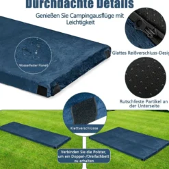 Isomatte Camping Campingmatratze aus Memory-Schaum leichte Schlafmatte mit Flanellbezug 183 x 62,5 x 6,5 cm